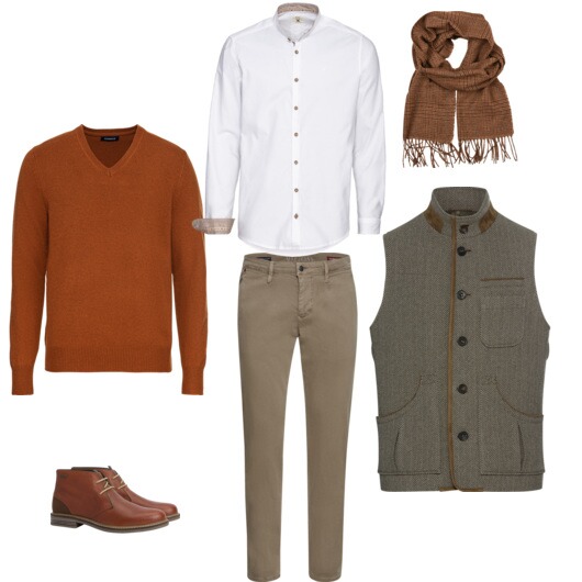 Auf dem Land: Tweed-Weste im Herbst !