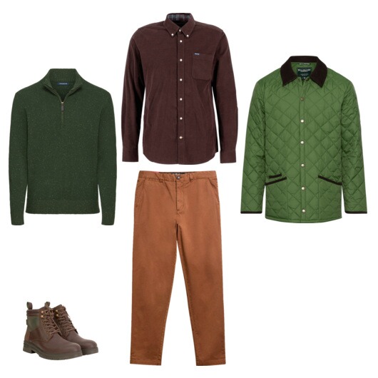 Ein Look in Moos und Kastanie