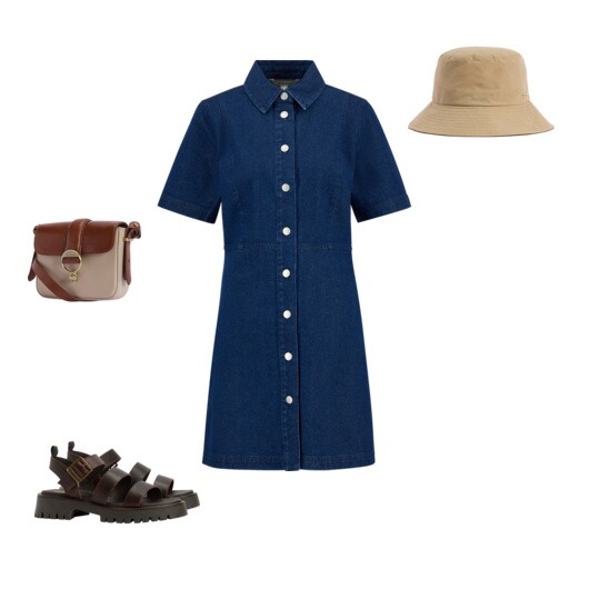 Das perfekte Denimkleid für lässige Tage – ergänzt durch stilvolle Accessoires.
