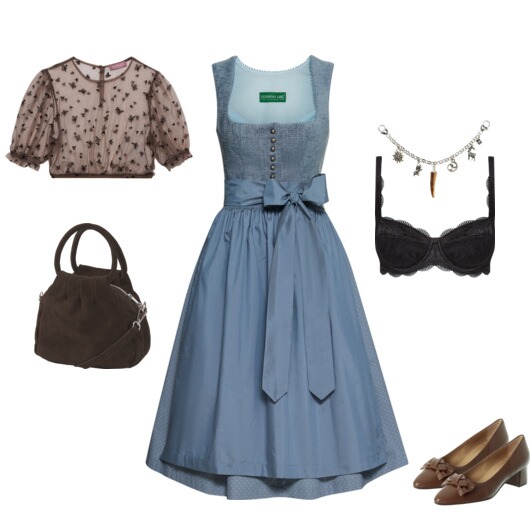 Ein Dirndl-Traum in Taubenblau und Braun.