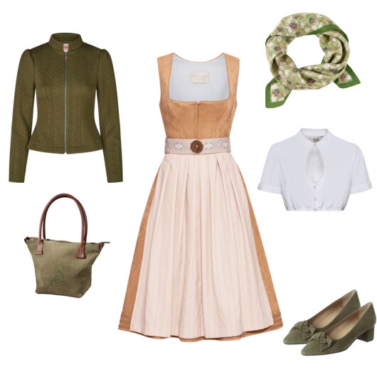 Ein Dirndl-Traum in Aprikose und Olive.