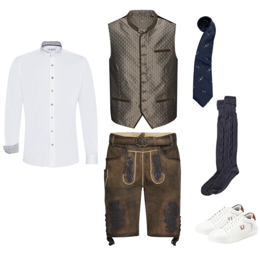 Ein Lederhosen-Look mit blauen Highlights.