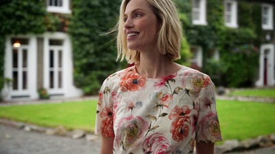 Halbarm-Kleid mit Rosendruck, HIGHMOOR