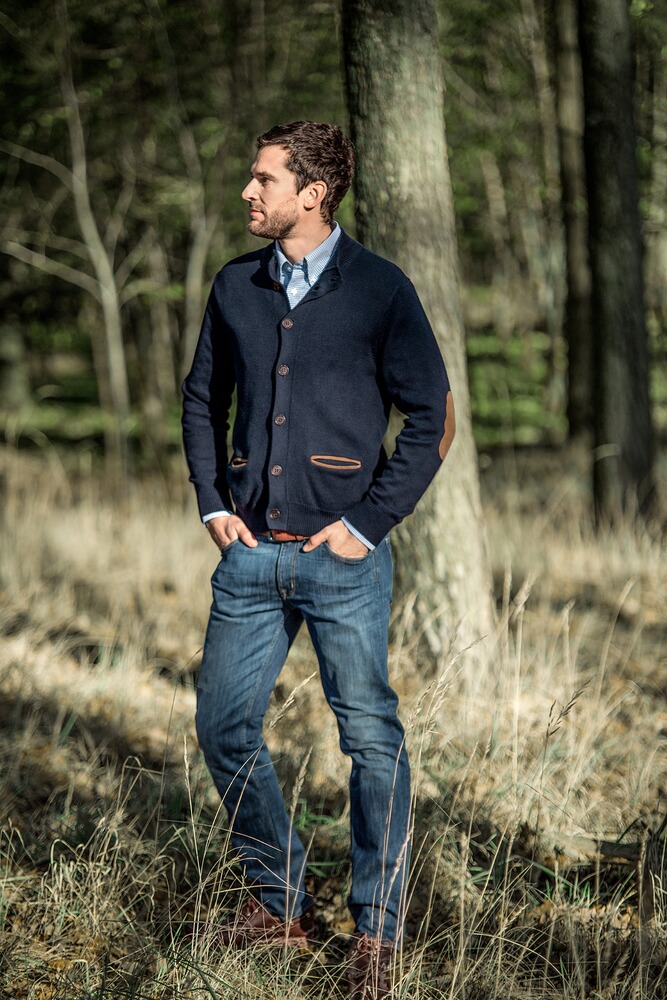 Cardigan with leather details, Highmoor