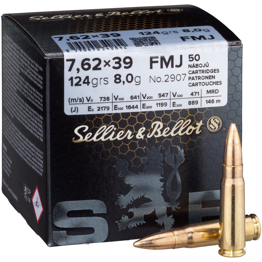 7,62x39 Vollmantel 8,0g/124grs., Sellier & Bellot