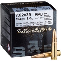 7,62x39 Vollmantel 8,0g/124grs., Sellier & Bellot