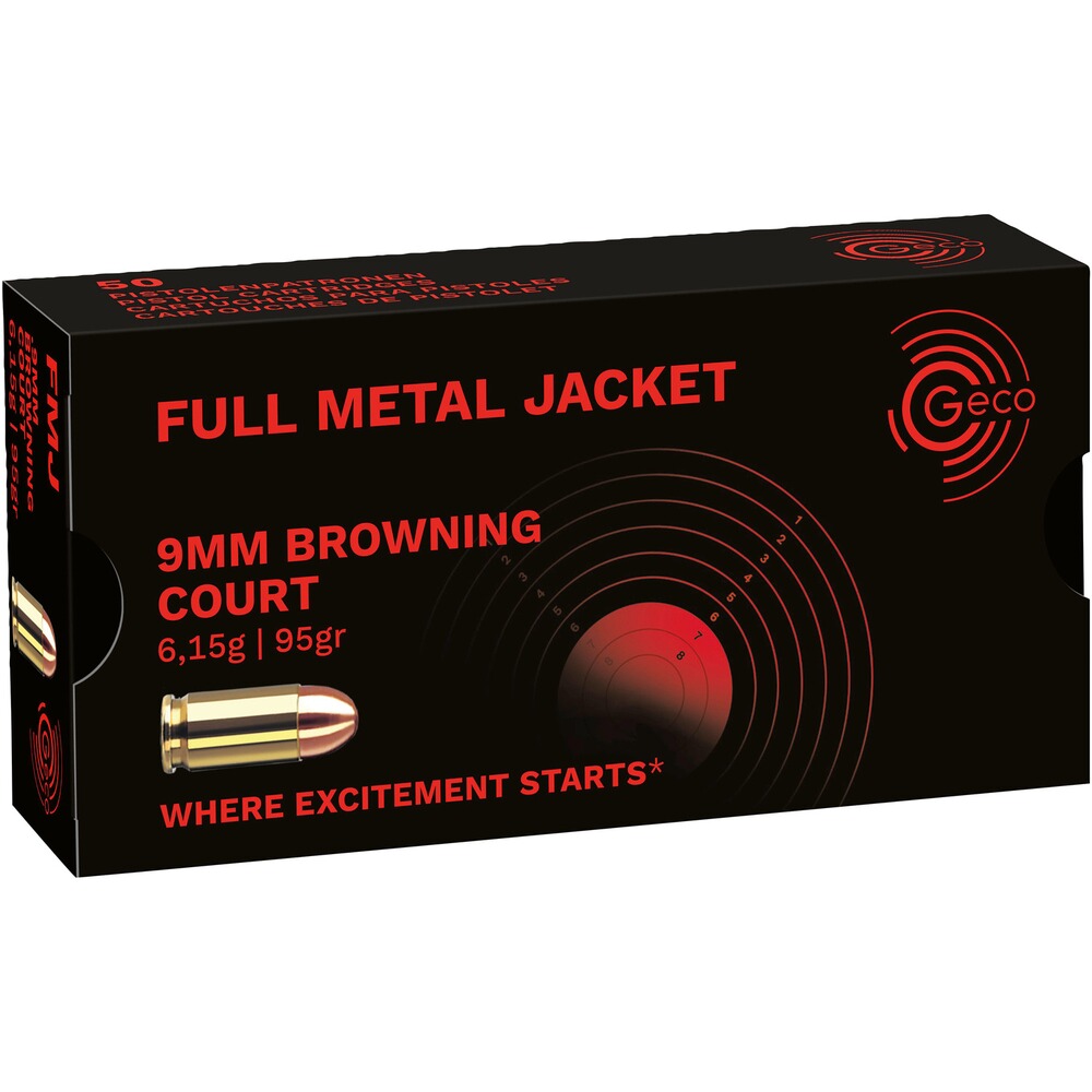 9 mm Browning Kurz Vollmantel Rundkopf 6,15g/95grs.