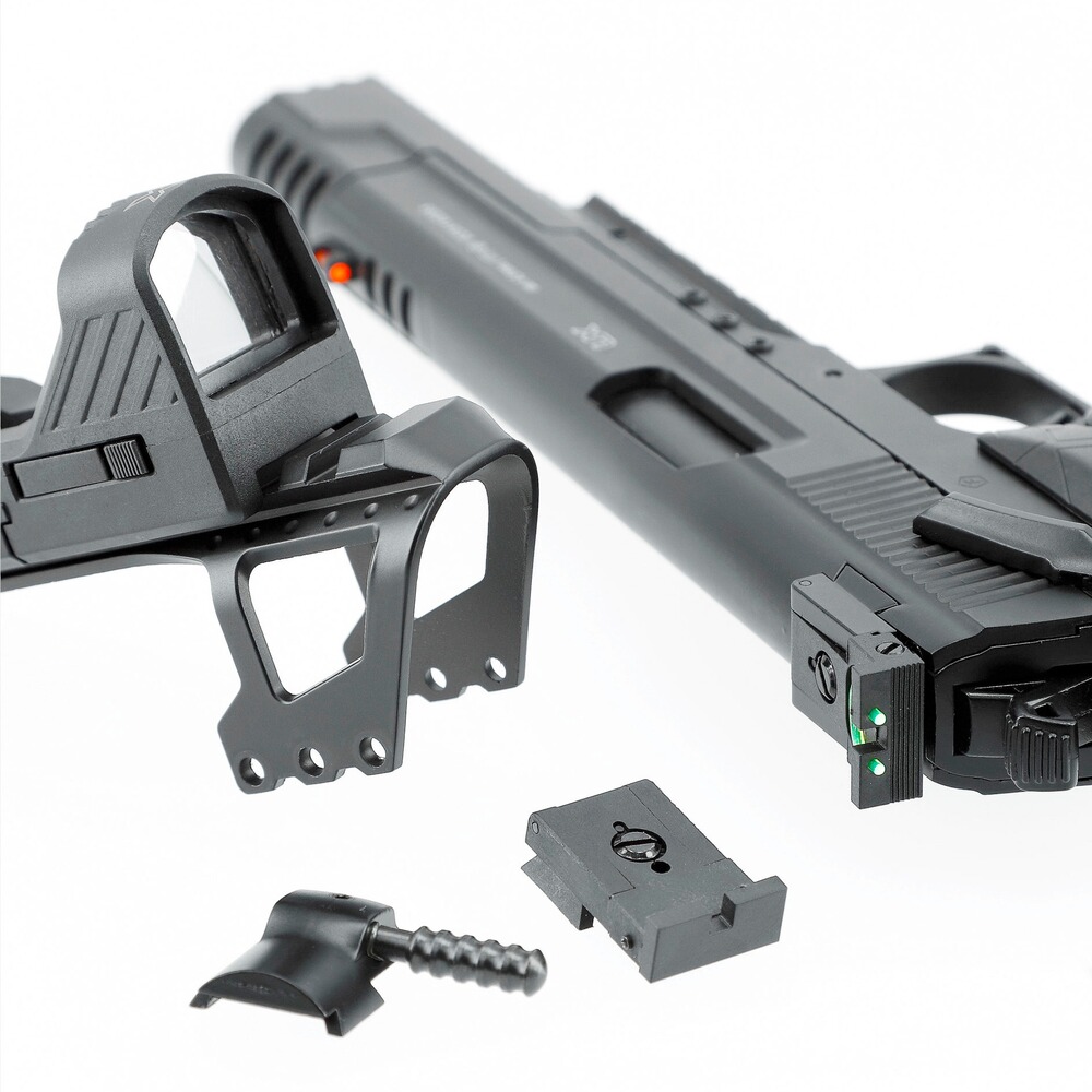 CO2 Pistole Racegun Set mit Leuchtpunktvisier, UX