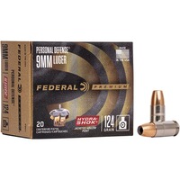 9mm Luger Hydra Shok hollow point 8.0g/124grs., Federal Ammunition
