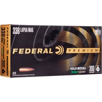 .338 Lapua Mag. Premium Gold Medal Sierra Match King 19.4g/300grs., Federal Ammunition