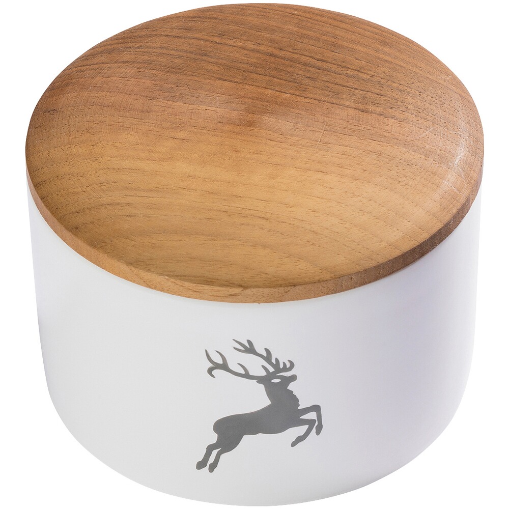 Vorratsdose Hirsch mit Holzdeckel, Gmundner Keramik