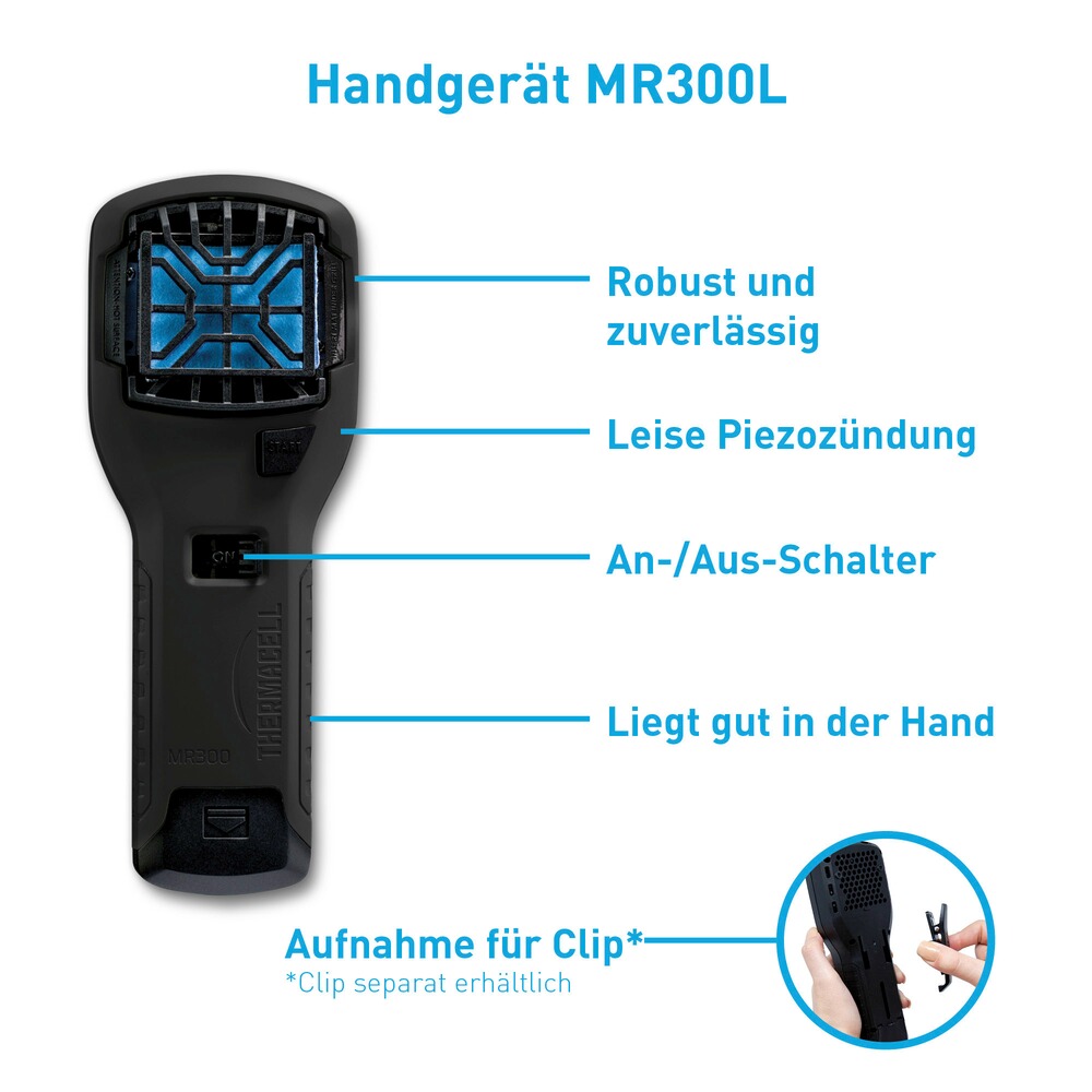 Handgerät MR-300 mit Butangaskartusche & Wirkstoffplättchen, THERMACELL