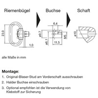 Riemenbügel und Buchse SLIM R8/R93 "Push & Go", Halder