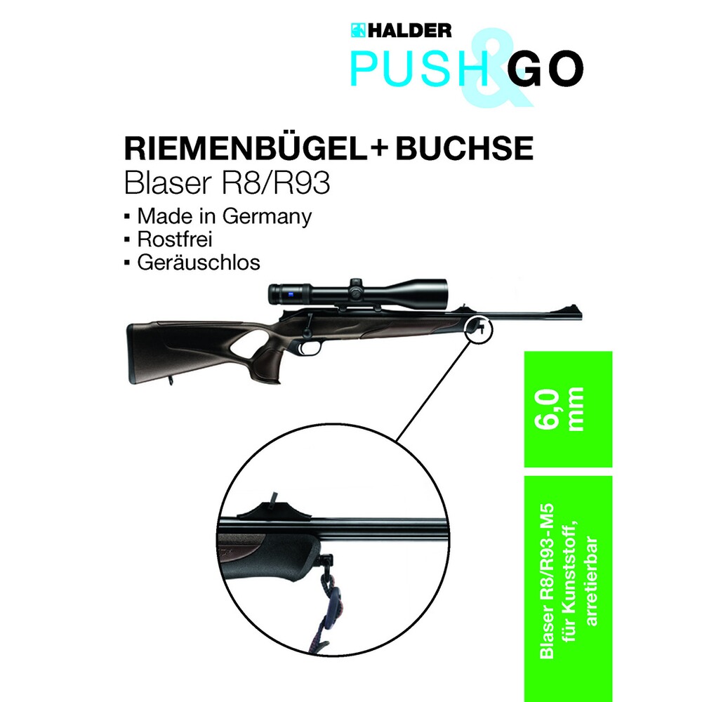 Riemenbügel und Buchse SLIM R8/R93 "Push & Go", Halder