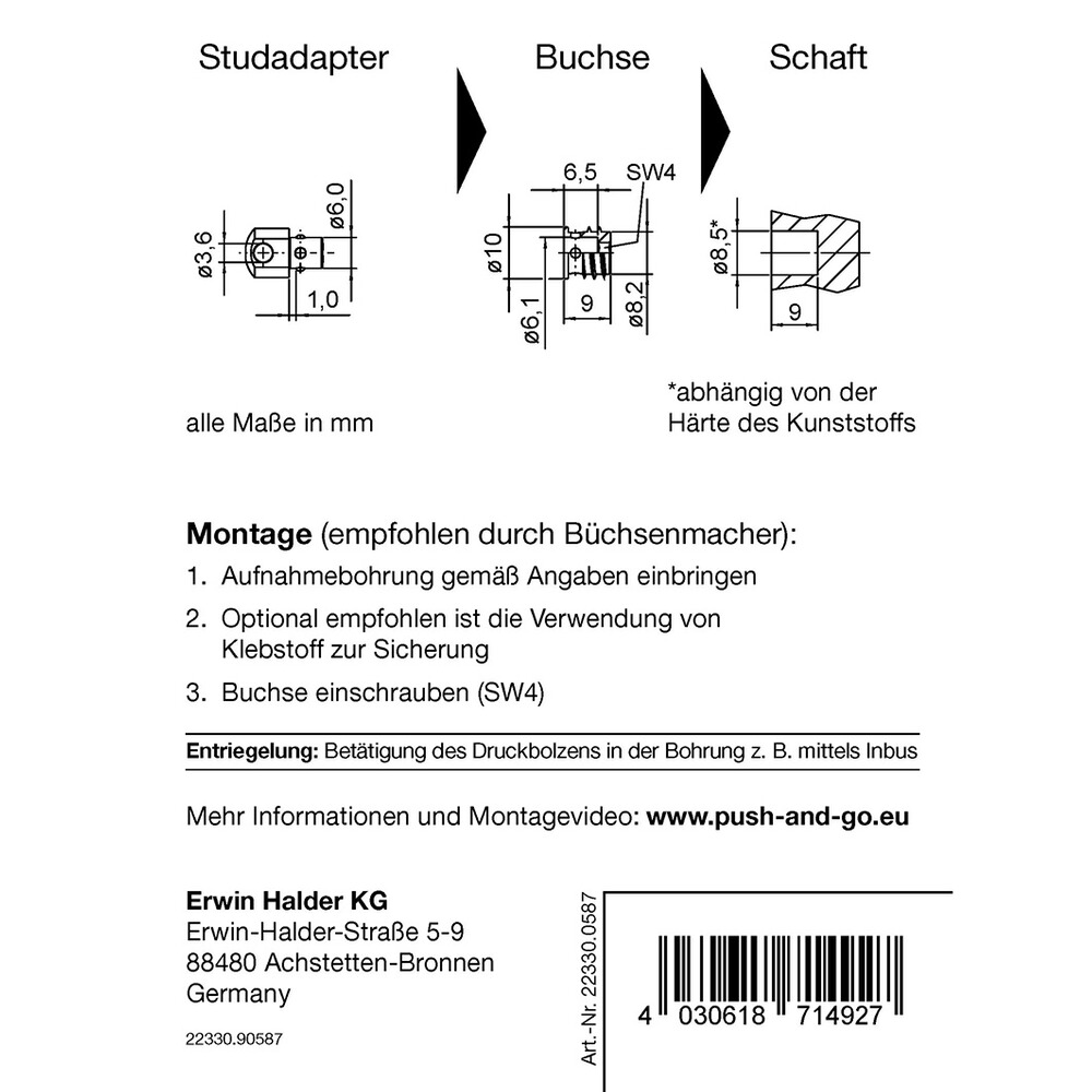 Adapter und Buchse SLIM, Halder
