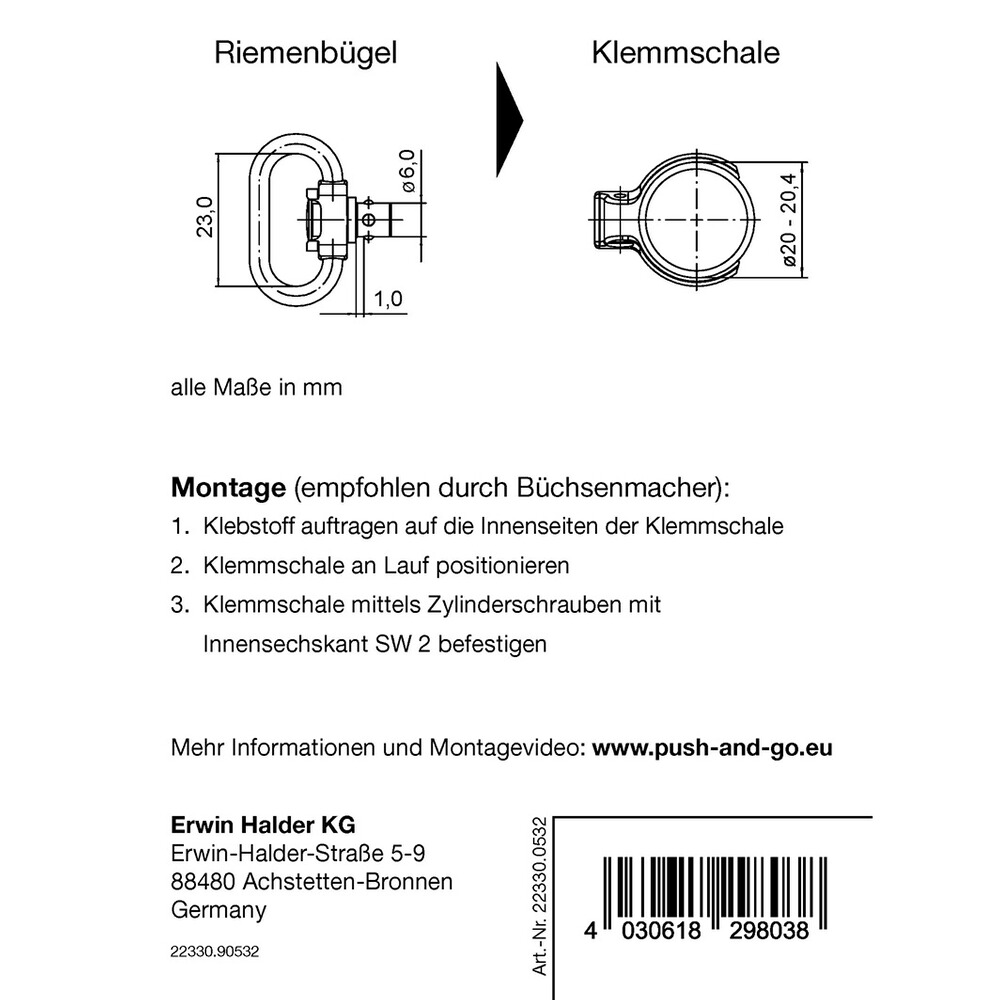 Riemenbügel und Klemmschale SLIM, Halder