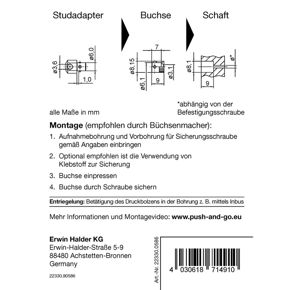 Adapter und Buchse SLIM, Halder
