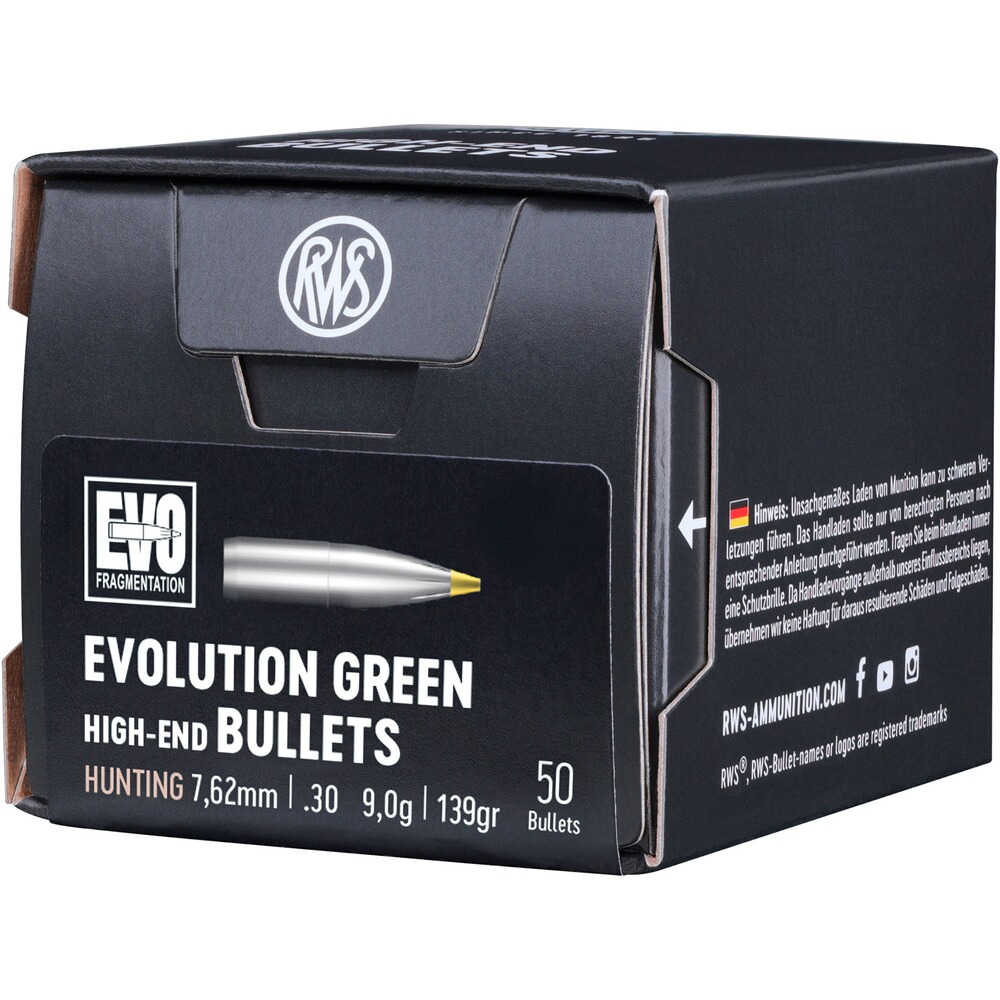 Geschosse .308 9g/139grs. Evolution Green