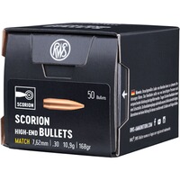 Geschosse .308 (7,62 mm) Scorion HPBT- Match 10,9g/168grs, RWS