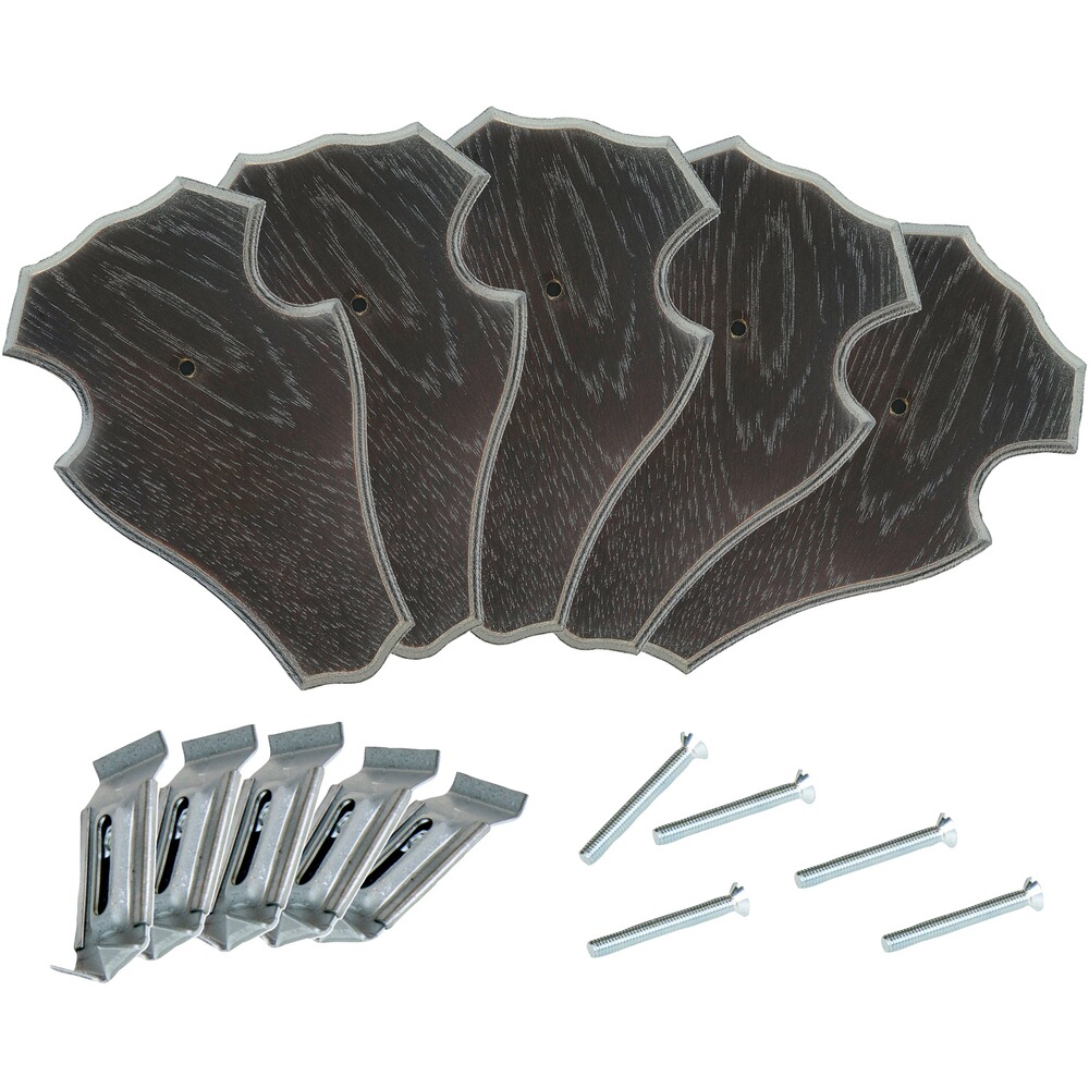 Set Trophäenschilder Rehbock + Montageklammern – 5 Stück
