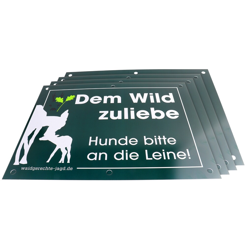 Hinweisschild Hunde bitte an die Leine – 4er-Pack