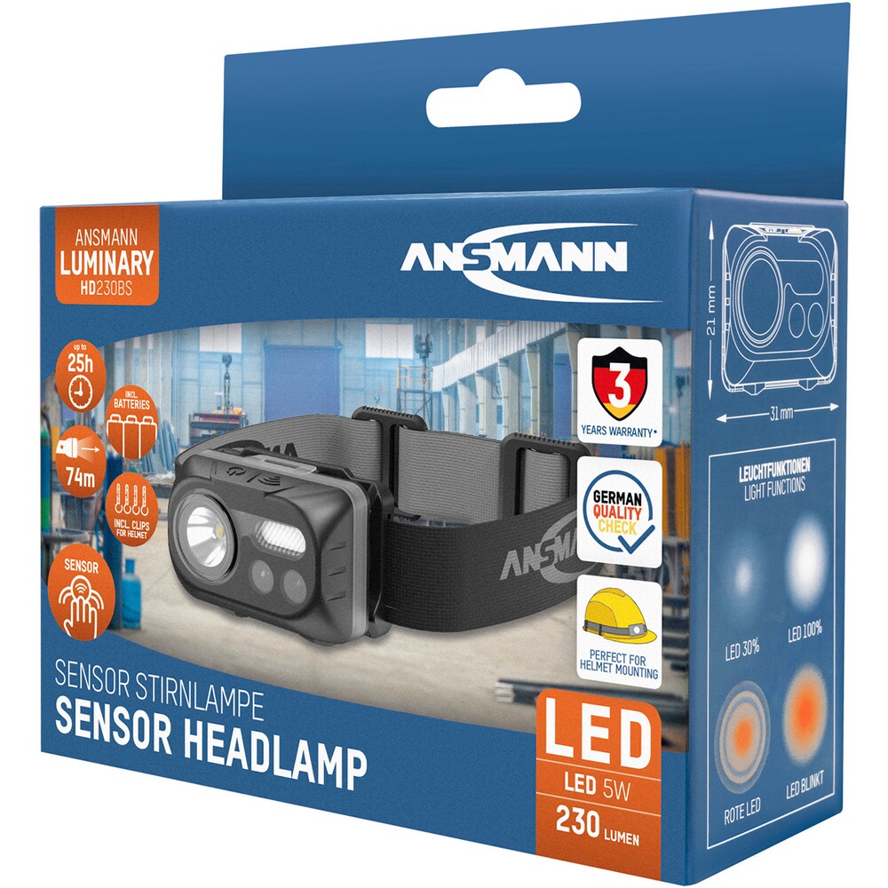 Stirnlampe HD230BS, Ansmann