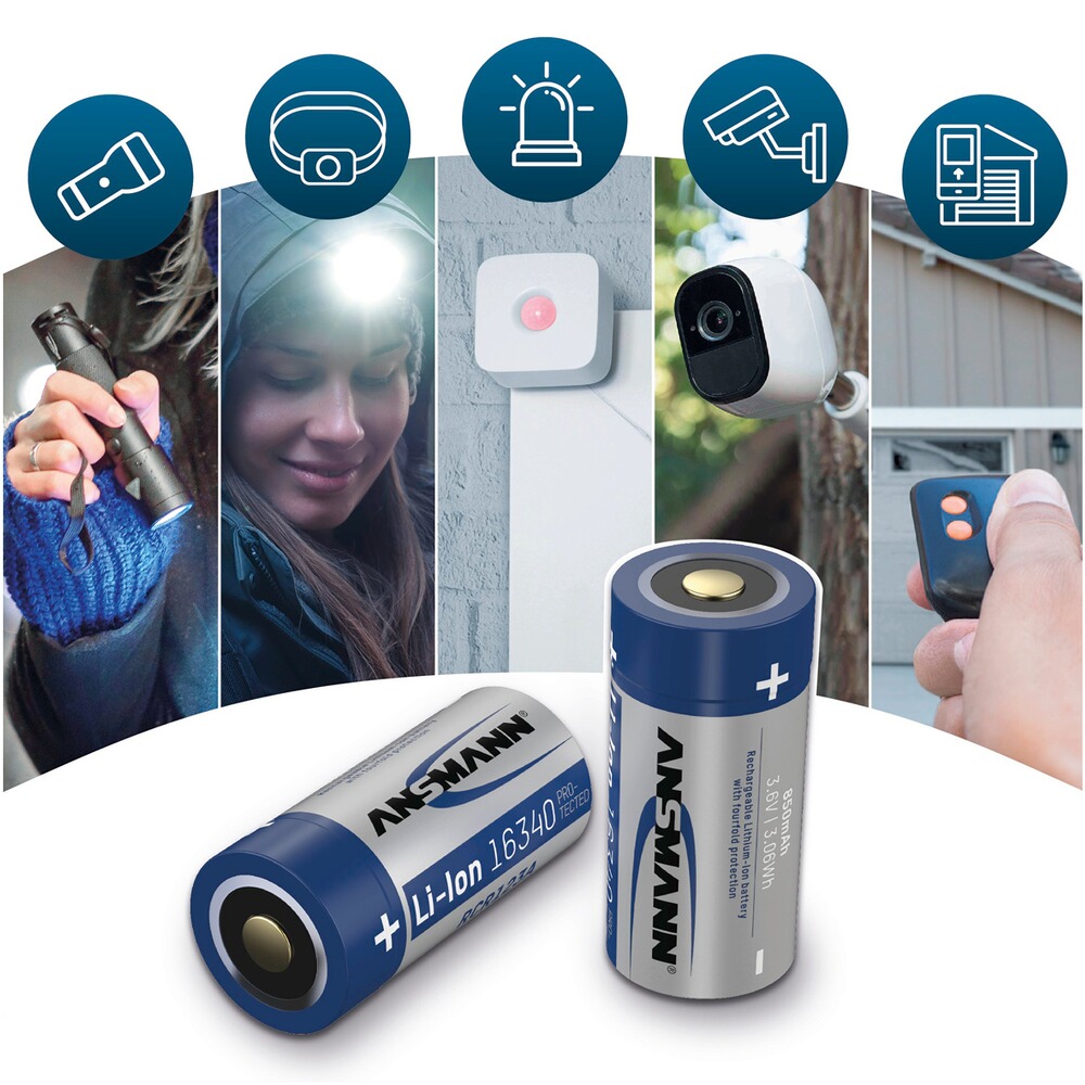 Akku Li-Ion 16340 850 mAh, Ansmann