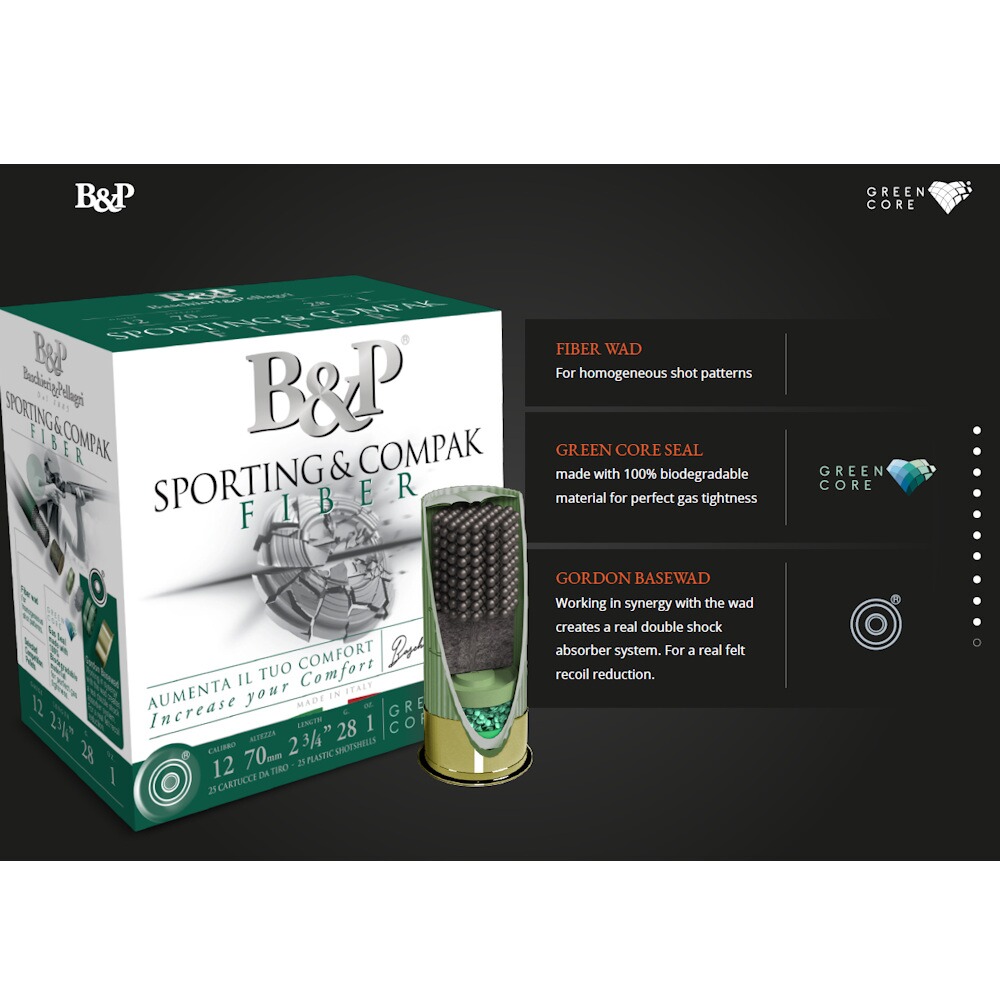 12/70 Sporting & Compak Fiber Green Core 2,4mm 28g , Baschieri & Pellagri
