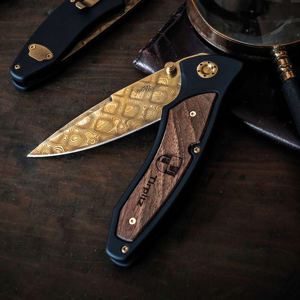 Klappmesser Tirpitz-Damast Gold, Böker