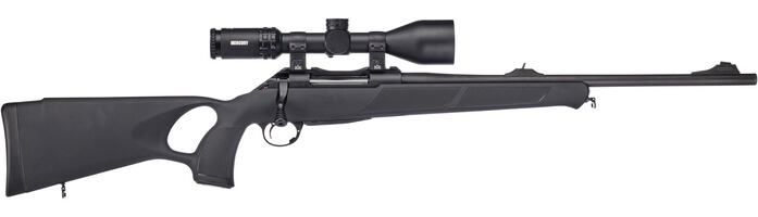Komplettangebot Repetierbüchse Saphire Thumbhole mit Zielfernrohr Saphire 3-12x56i, Mercury hunting