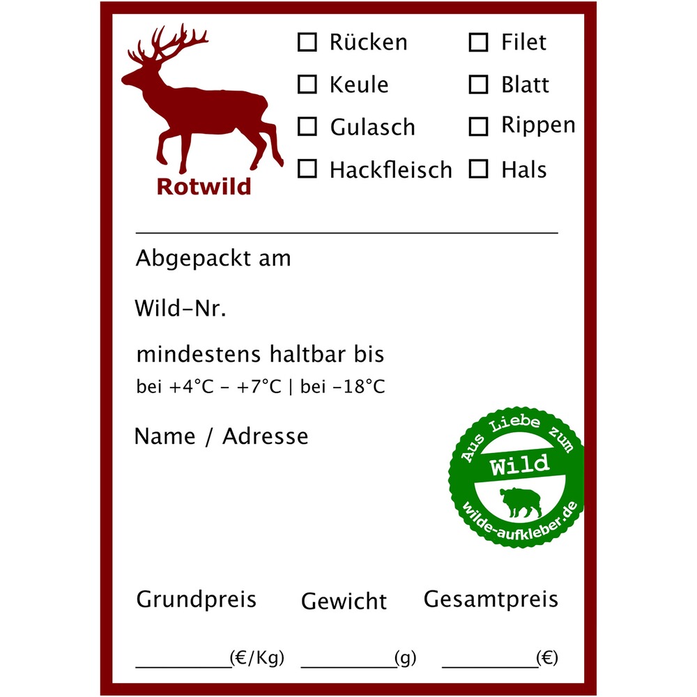 Wildbret-Aufkleber