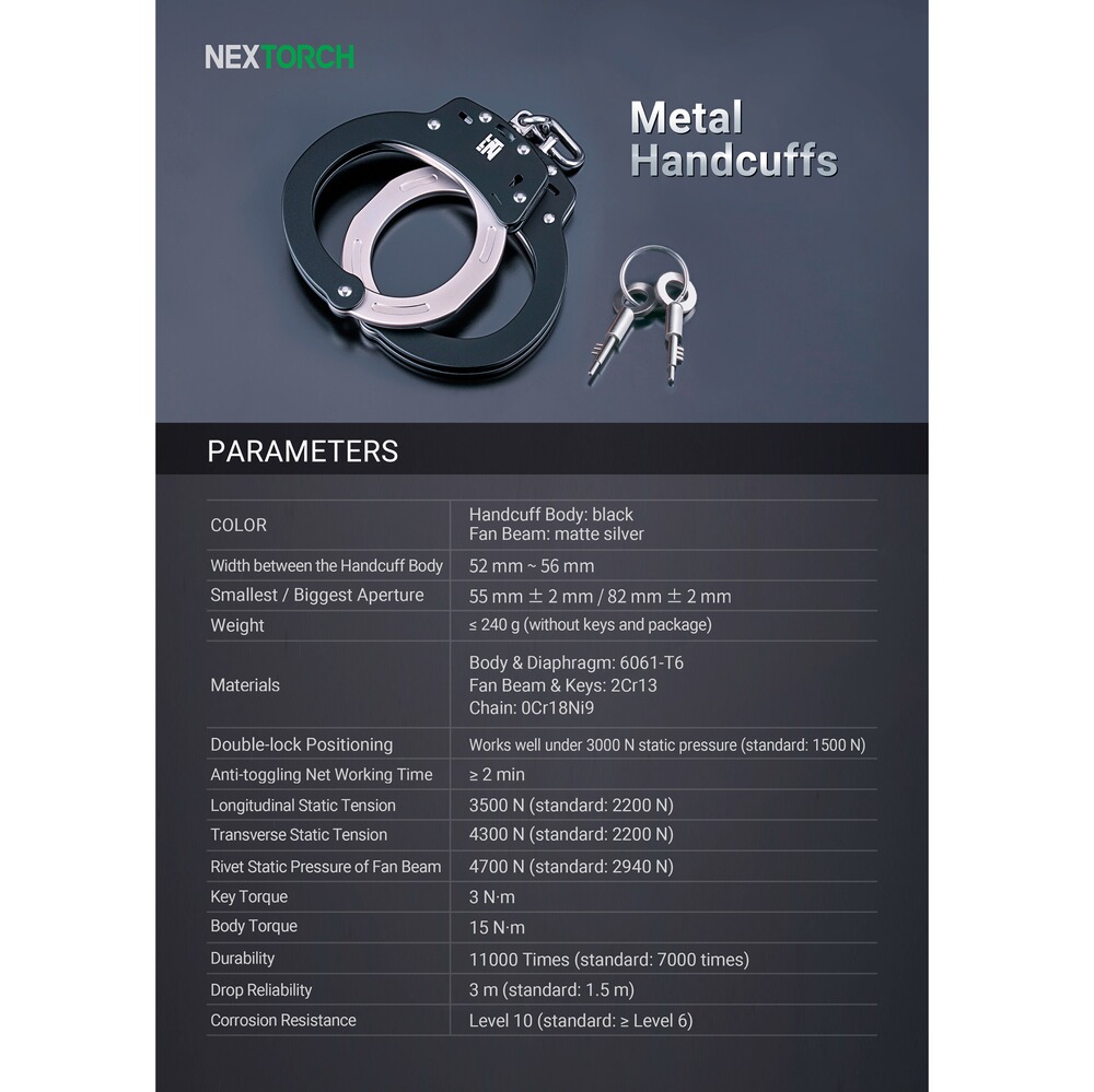 Handfessel HC10 mit Kette, NEXTORCH