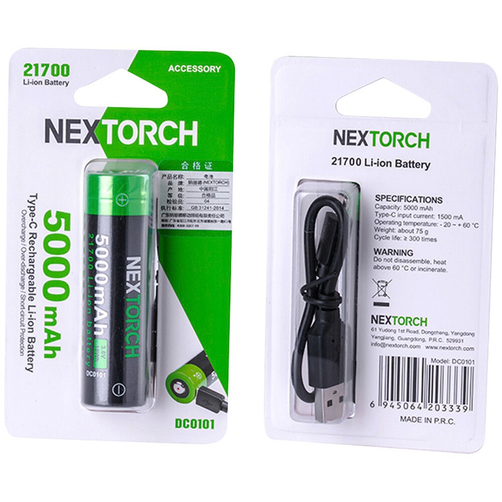 Akku 21700 mit USB-C, NEXTORCH