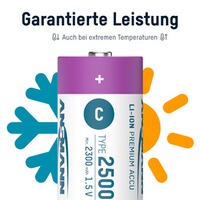 Akku Li-Ion 1,5V C-Cell Typ 2500 – 2 Stück, Ansmann