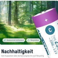Akku Li-Ion 1,5V C-Cell Typ 2500 – 2 Stück, Ansmann