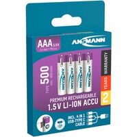 Akku Li-Ion Micro AAA Typ 500 – 4 Stück, Ansmann