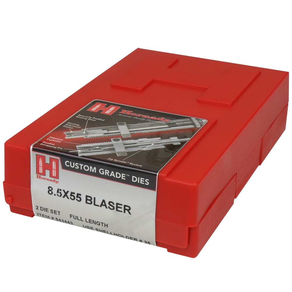 Custom Grade die set for long gun caliber 2-piece, Hornady