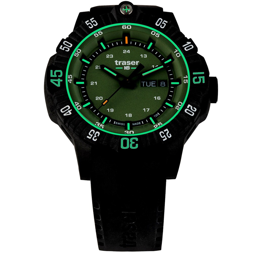Armbanduhr P99Q Tactical Green Kautschukarmband, Traser