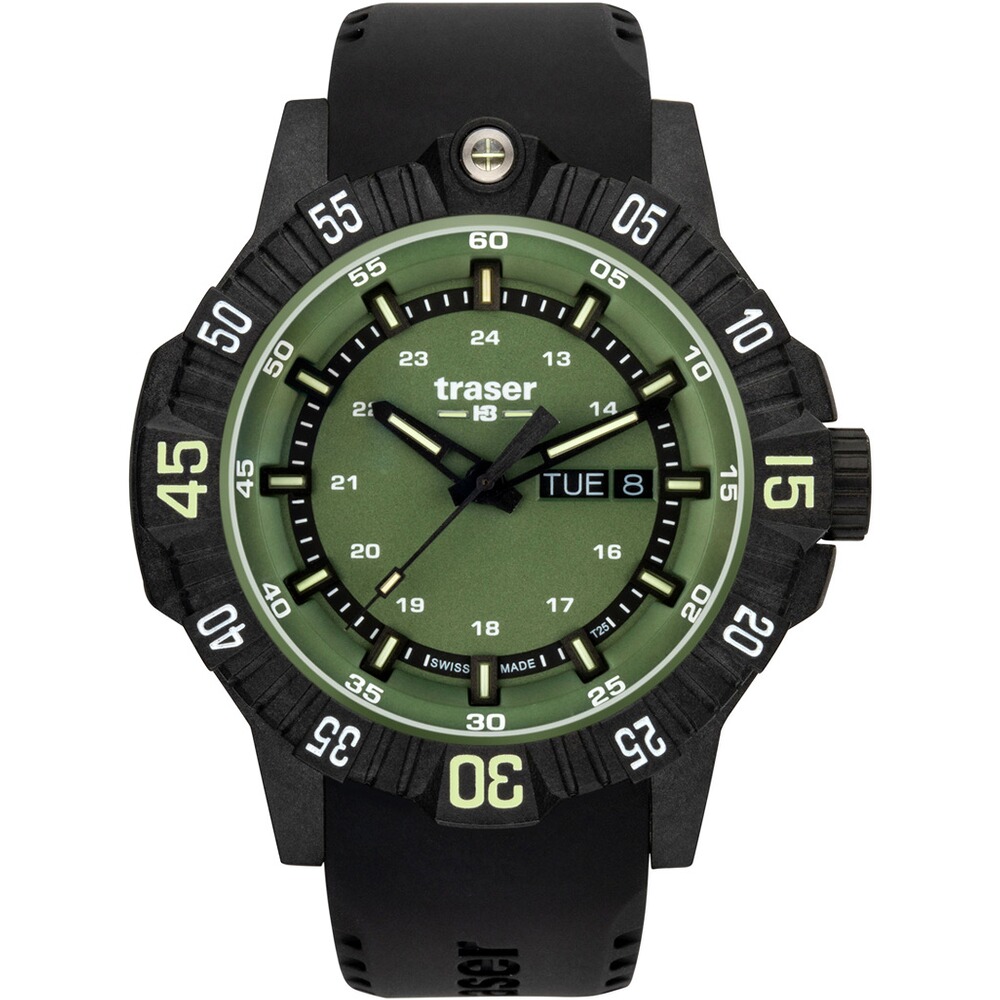 Armbanduhr P99Q Tactical Green Kautschukarmband