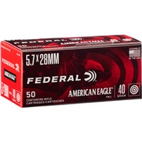 5.7x28 mm American Eagle full metal jacket 2.6g/40grs., Federal Ammunition
