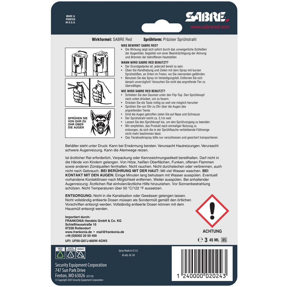 Abwehrspray Magnum, Sabre Red