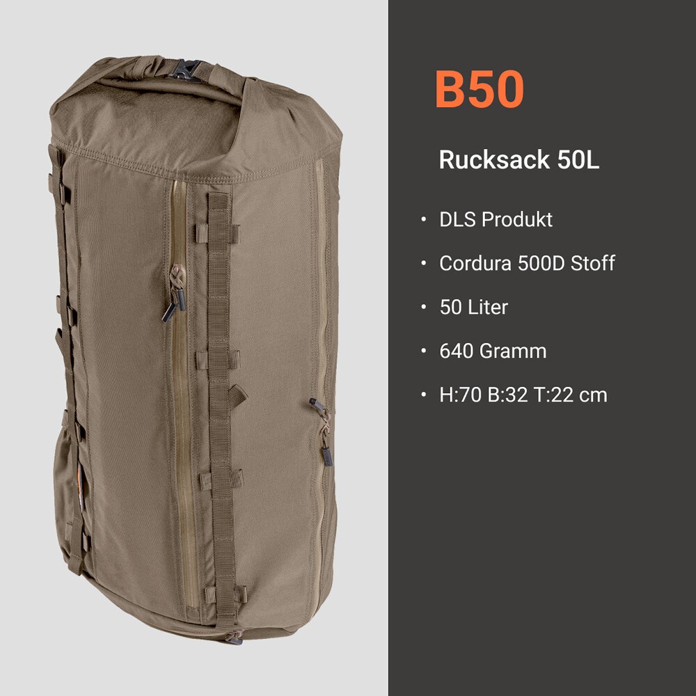 backpack B50, Vorn