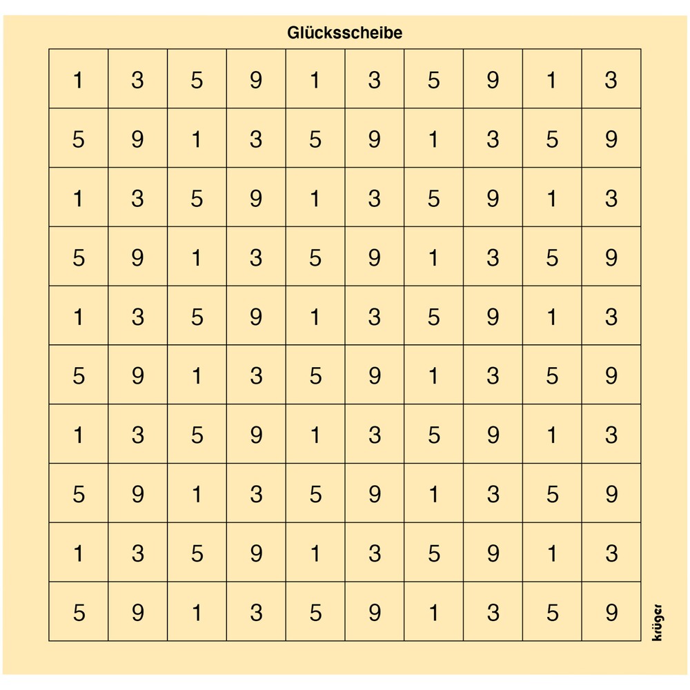 Glücksscheibe "Zahlenfelder" LG/LP/KK – 250 Stück
