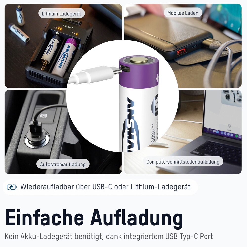 Akku 21700 5000 mAh mit Ladebuchse, Ansmann