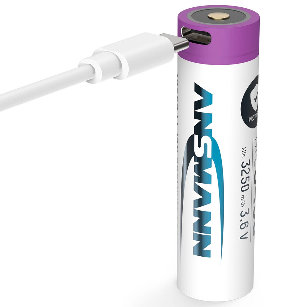 Akku 185650 Typ 3400 min. 3250 mAh mit Ladebuchse, Ansmann