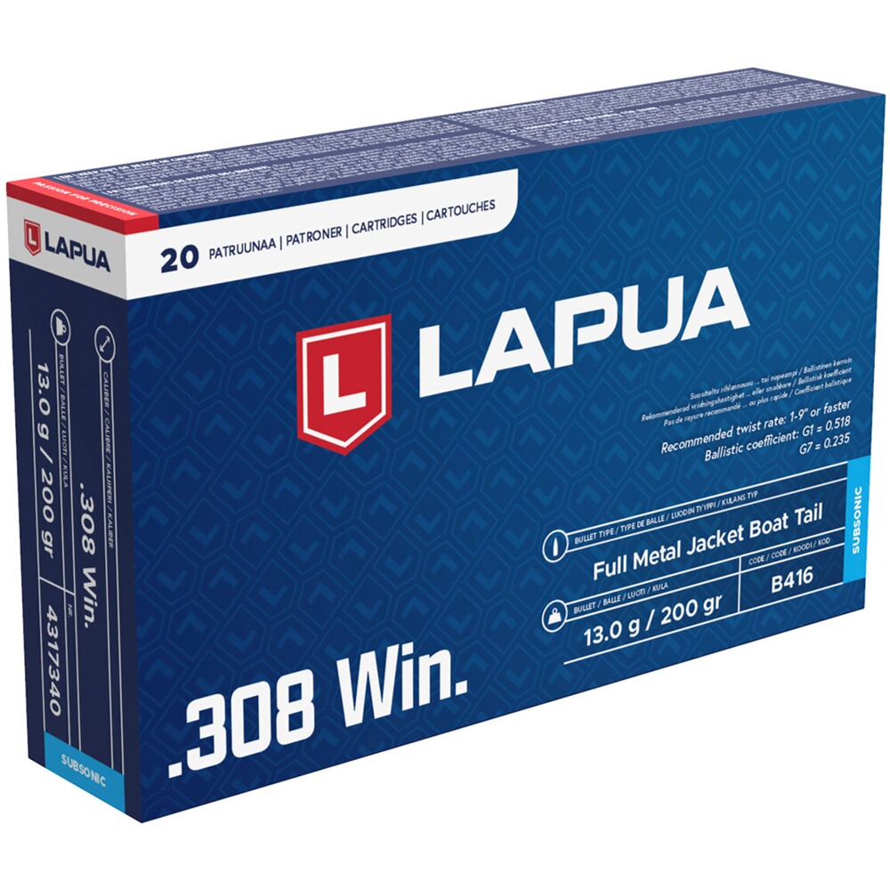 .308 Win. Subsonic Vollmantel Boat Tail 13,0g/200grs.