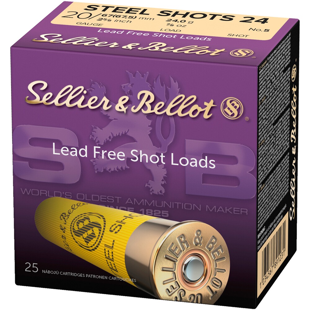 Acier de chasse S+B 20/67,5 24 g, 4,06 mm, lot de 25, Sellier & Bellot