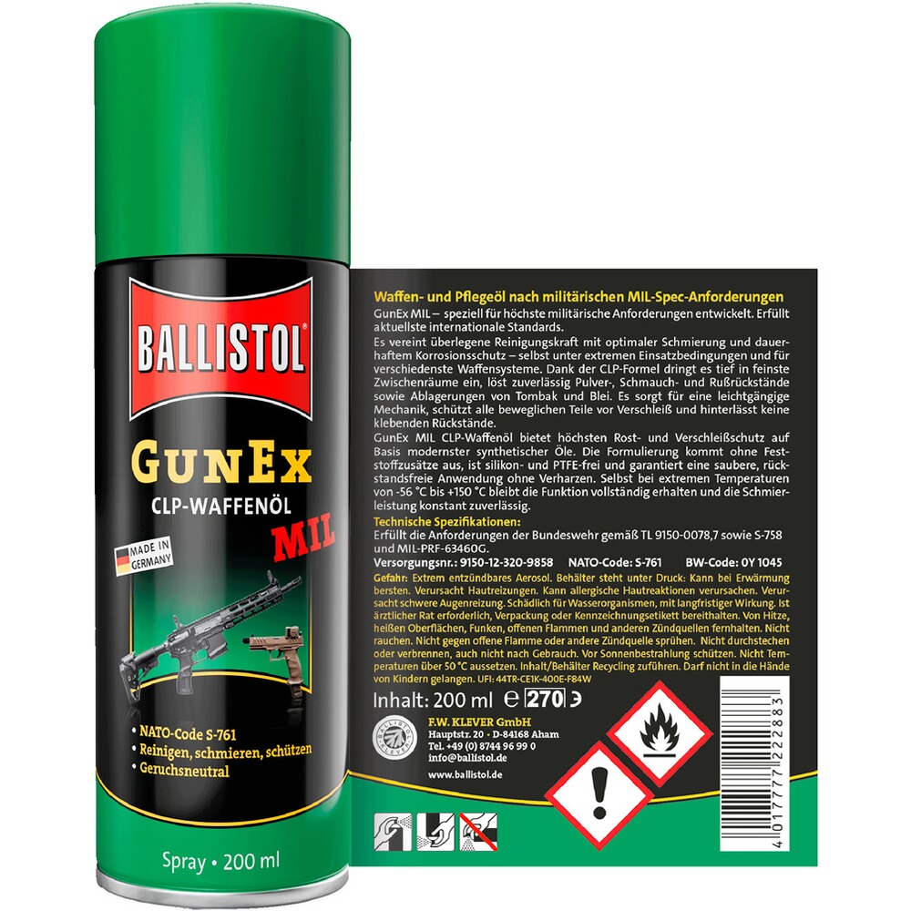 Waffenöl GunEx MIL-CLP, BALLISTOL