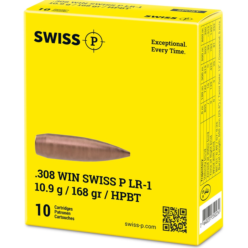 .308 Win. LR-1 HPBT 10,9g/168grs., Swiss P