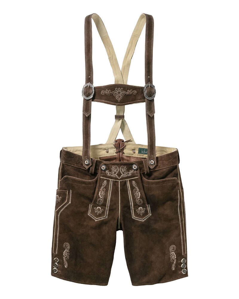 Kurze Lederhose mit Hosenträger